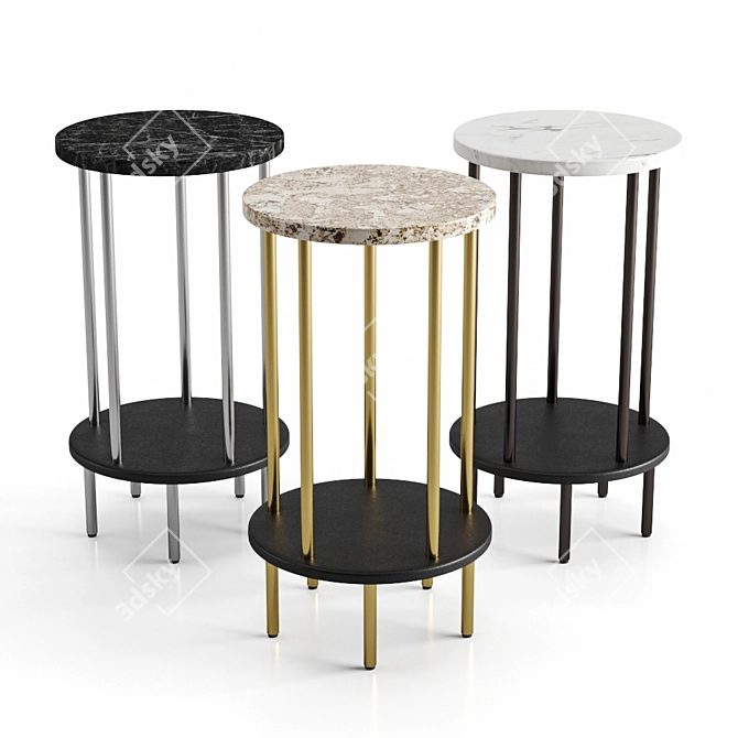 Wittmann DD Table 30: Sleek Marble & Metal Coffee Table 3D model image 1