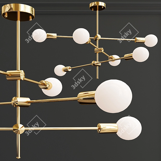 Modern Gold Glass Chandelier 3D model image 1