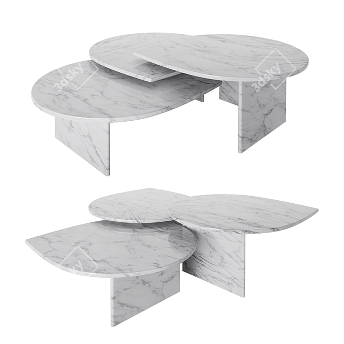 Naples 3-Piece Coffee Table Set 3D model image 1