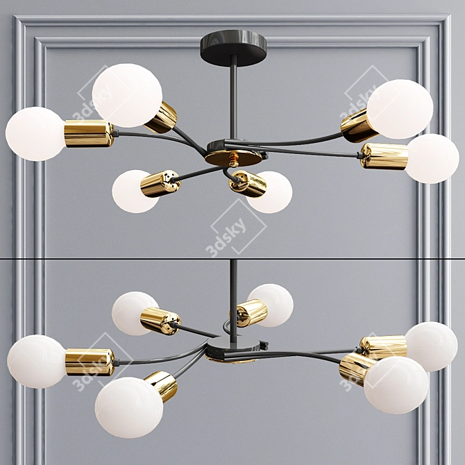 Modern 6-Lamp Chandelier 3D model image 1