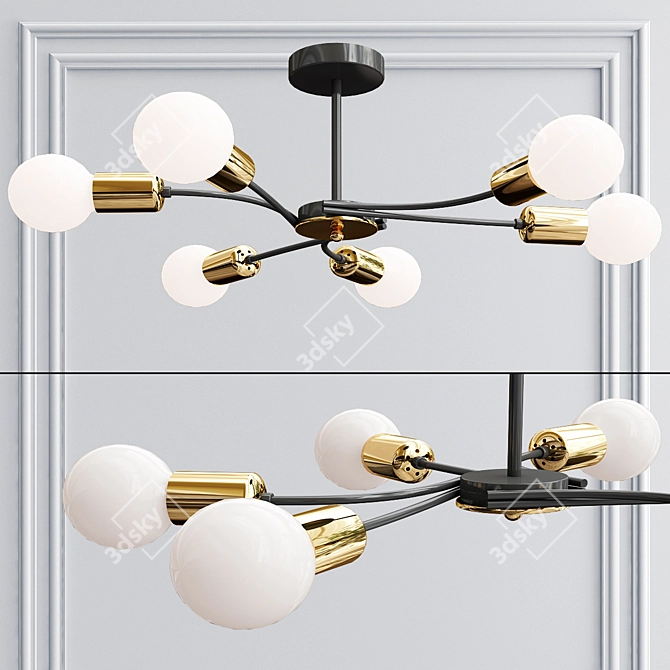 Modern 6-Lamp Chandelier 3D model image 2