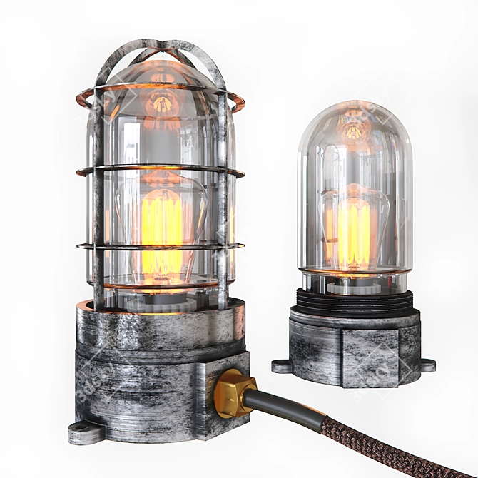 Authentic Steampunk Glass Edison Table Lamp 3D model image 1