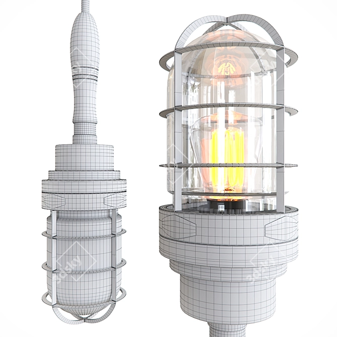 Steampunk Loft Cage Pendant 3D model image 3