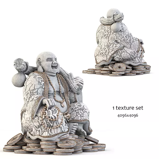 Smiling Buddha Statue: Model + Texture Folder 3D model image 3