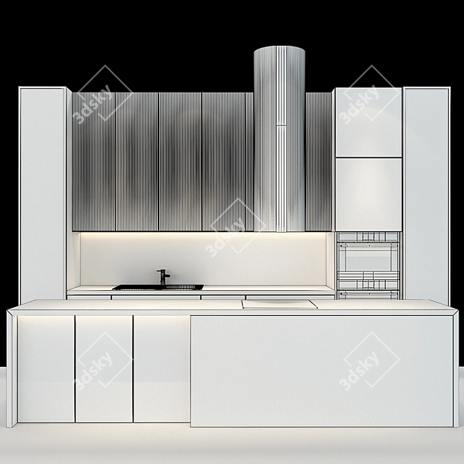 Sleek Stainless Steel Kitchen_036 3D model image 2