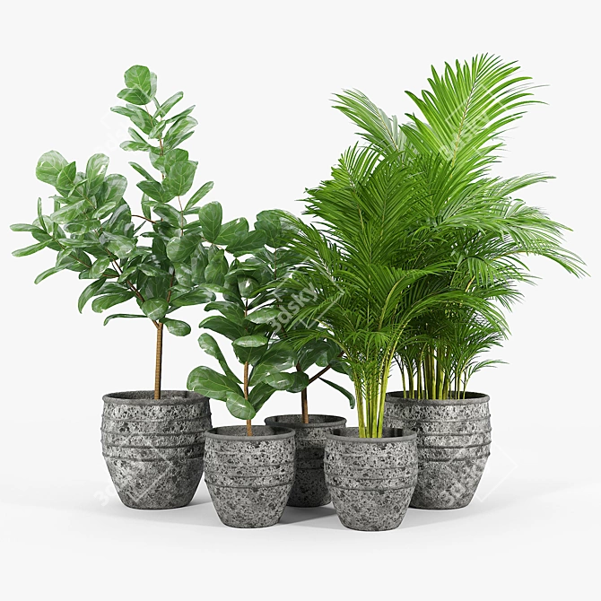 Modern Geometric Pot Planter Set 3D model image 1