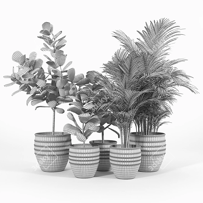 Modern Geometric Pot Planter Set 3D model image 5