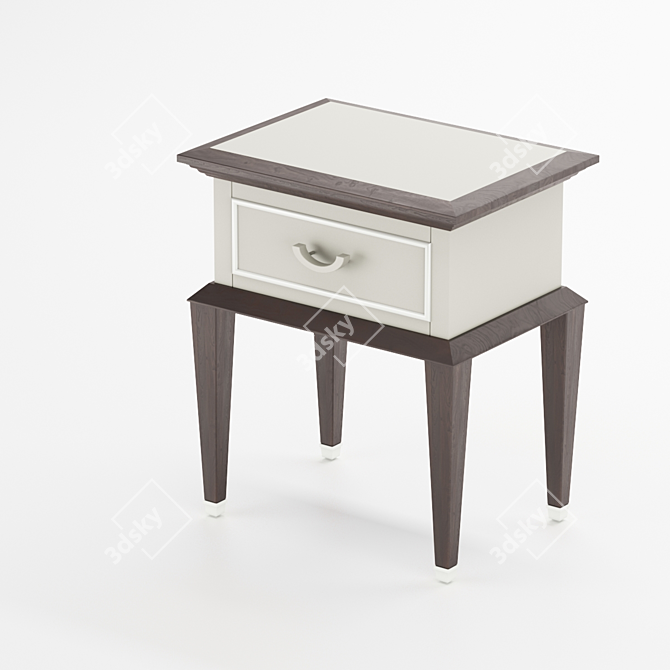 Art Deco Bedside Table with Metal Elements 3D model image 1