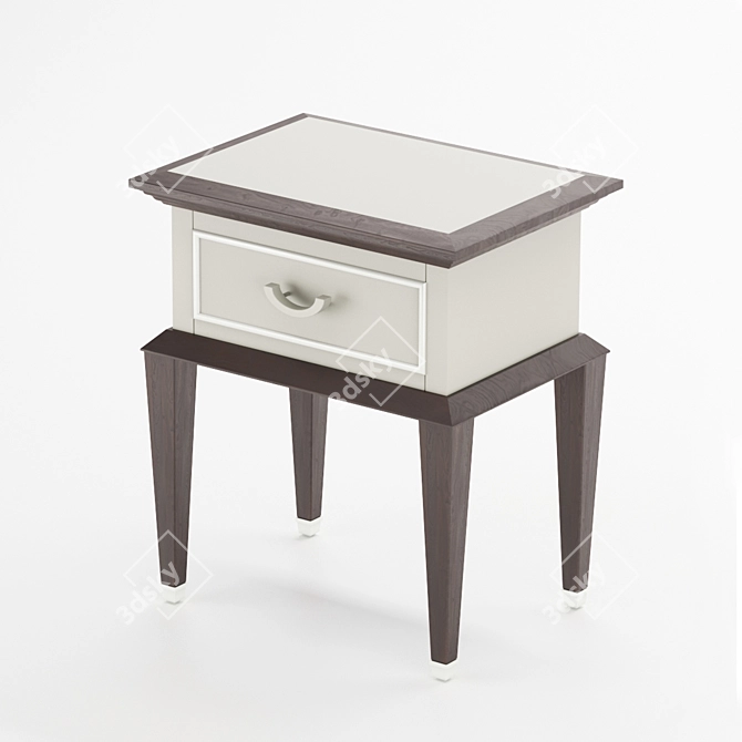 Art Deco Bedside Table with Metal Elements 3D model image 4