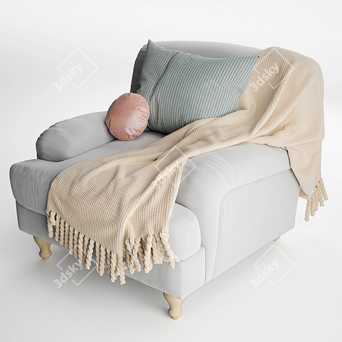 Elegant Rose Fabric Armchair 3D model image 3