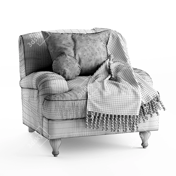 Elegant Rose Fabric Armchair 3D model image 5