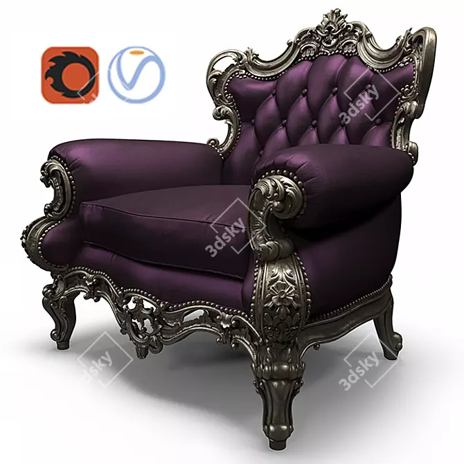 Luxury Royal Classic Armchair 3D model image 1