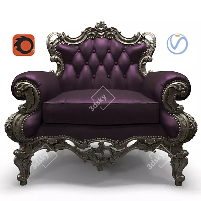 Luxury Royal Classic Armchair 3D model image 2