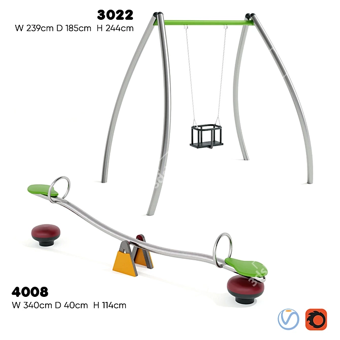 Buglo Swing: Fun and Safe Playground Swings 3D model image 1