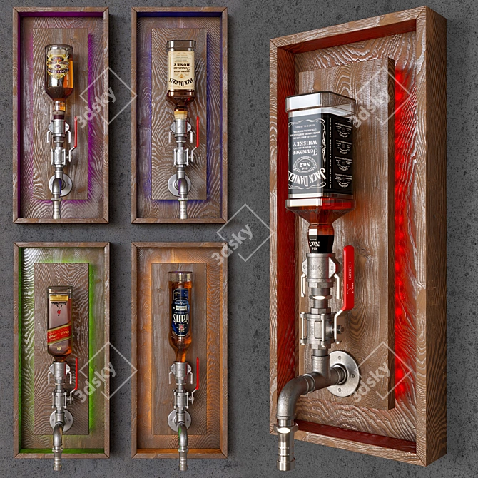 Whiskey Bottle Wine Pipe Decor 3D model image 1