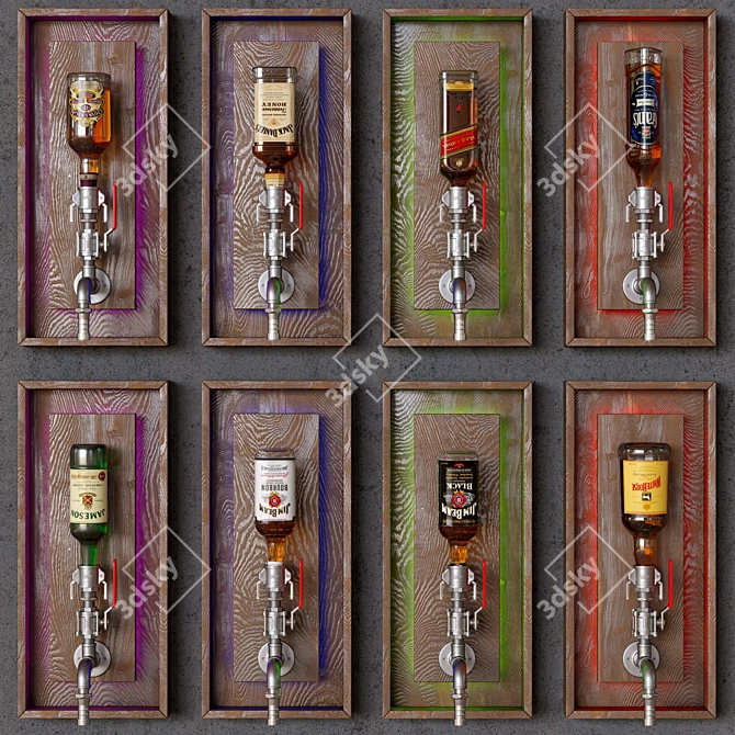 Whiskey Bottle Wine Pipe Decor 3D model image 2