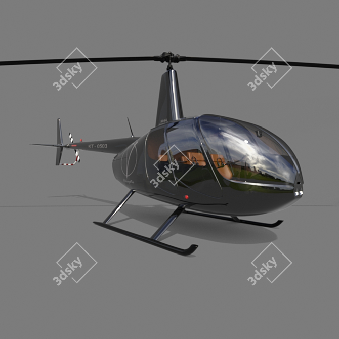 Robinson R44: Versatile Four-Seater Helicopter 3D model image 6