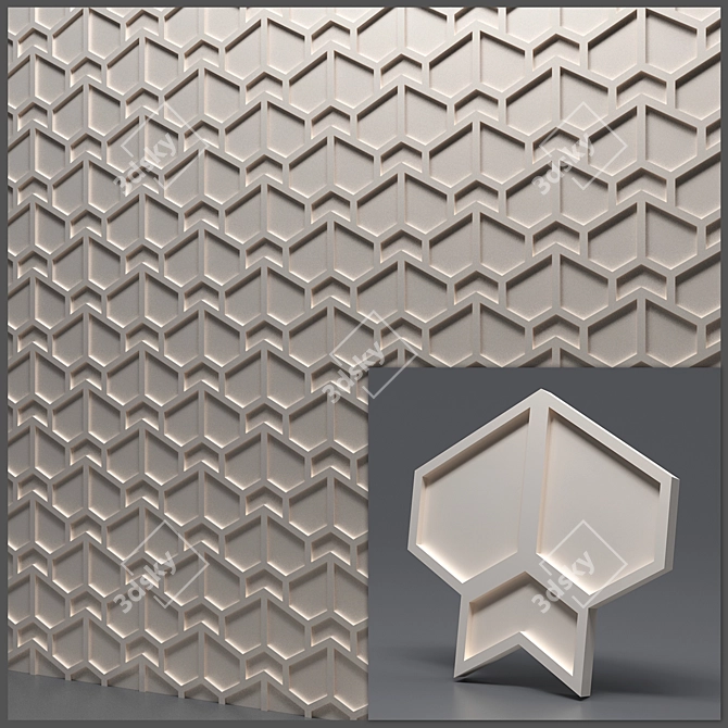 Seamless Gypsum 3D Panels 3D model image 4