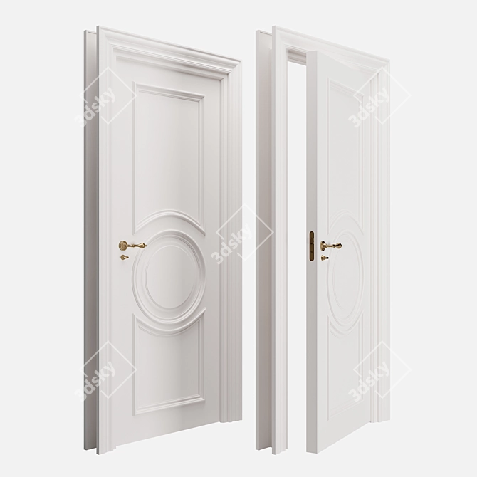 Elegant Heritage Interior Door 3D model image 1