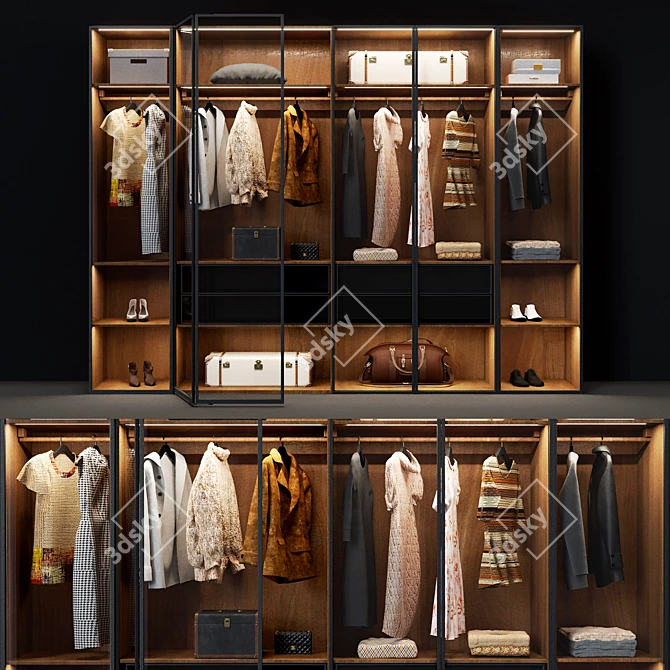 Sleek Molteni Wardrobe Master 3D model image 2