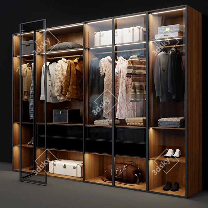 Sleek Molteni Wardrobe Master 3D model image 3