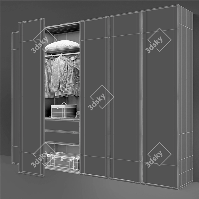 Sleek Molteni Wardrobe Master 3D model image 4