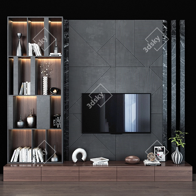 Stylish Modern TV Shelf 3D model image 1