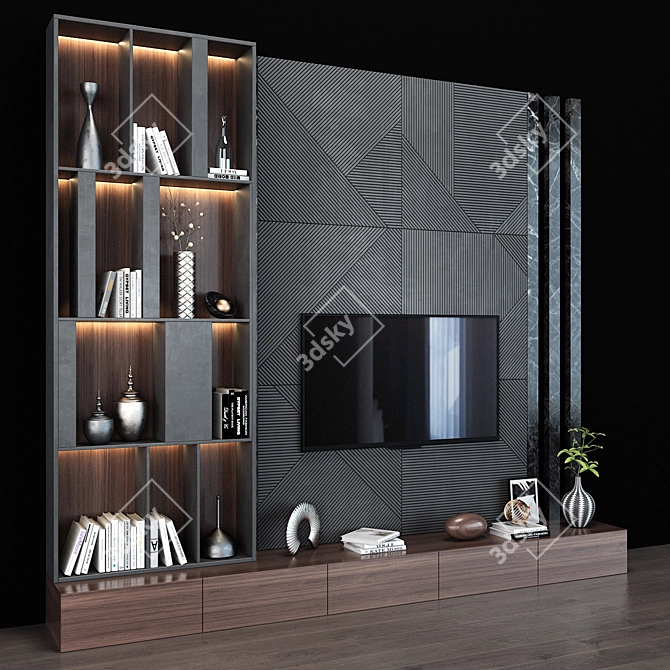 Stylish Modern TV Shelf 3D model image 2