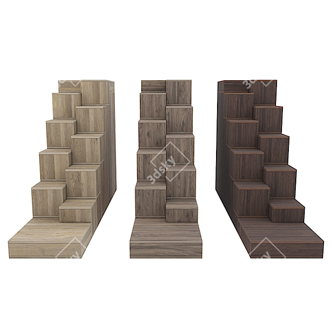 Village Loft Stairs: 3D Model with Textures 3D model image 1