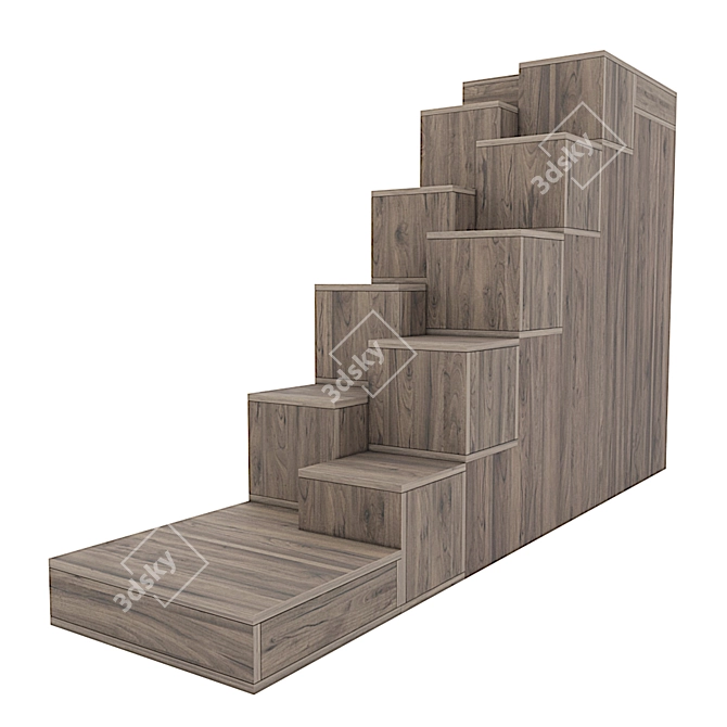 Village Loft Stairs: 3D Model with Textures 3D model image 3