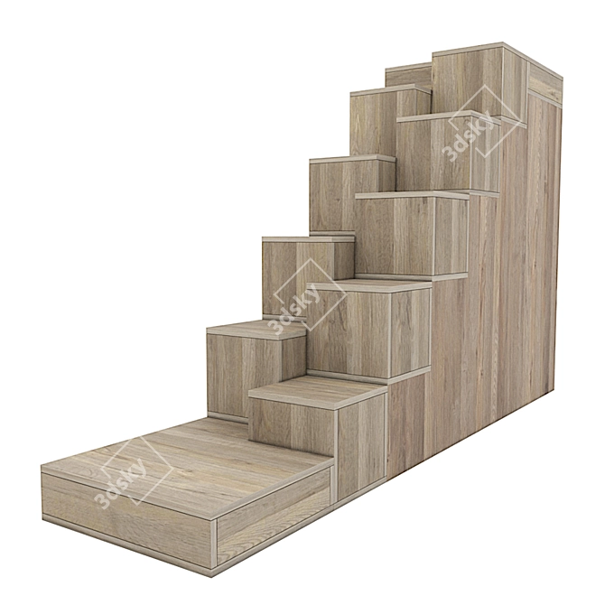 Village Loft Stairs: 3D Model with Textures 3D model image 4