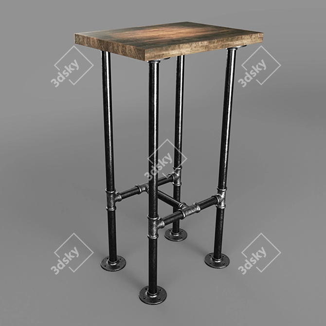 Industrial Iron Pipe Bar Table 3D model image 4