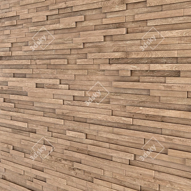 Title: Wooden Wall Rail: Long and Sturdy 3D model image 2