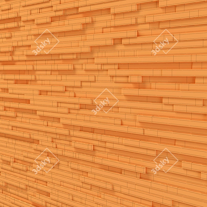 Title: Wooden Wall Rail: Long and Sturdy 3D model image 5