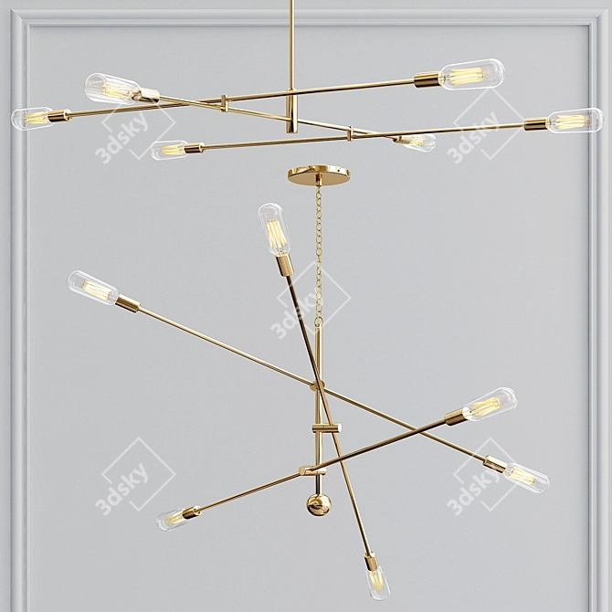 Rivet Mid-Century Pendant Chandelier 3D model image 1