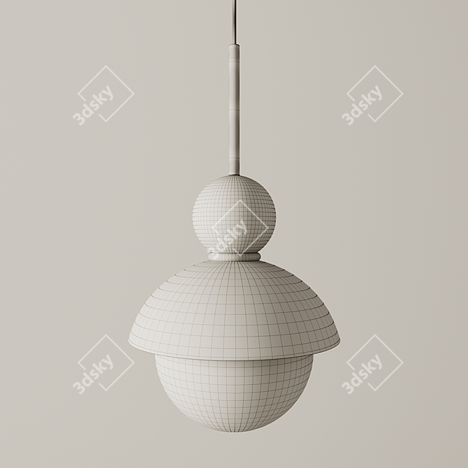 Natural Wood Pendant Light 3D model image 2