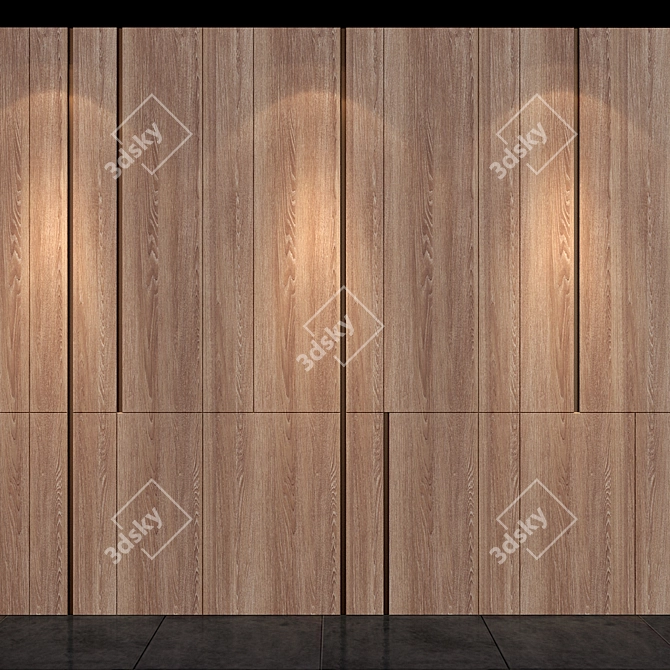 Rustic Wooden Wall Panel 3D model image 2