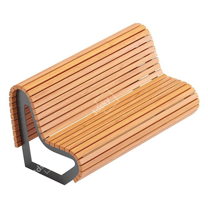 Wave Bench: Modern Outdoor Seating 3D model image 2