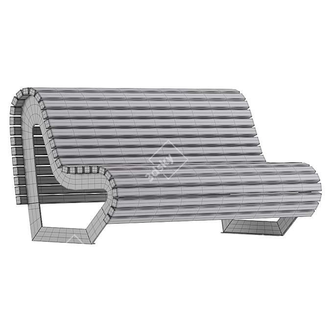 Wave Bench: Modern Outdoor Seating 3D model image 4