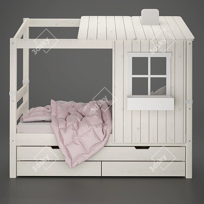Flexa Kids House Bed Set 3D model image 2