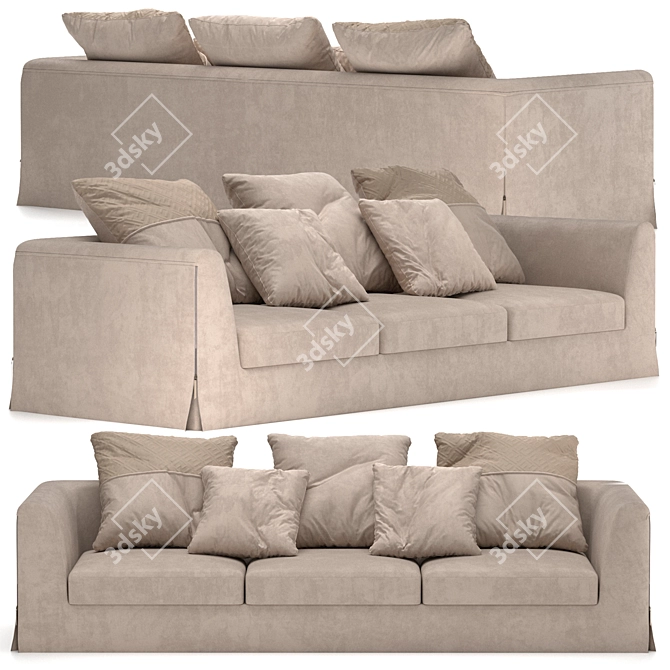 Fendi Casa Dorian Sofa: Luxurious and Stylish 3D model image 1