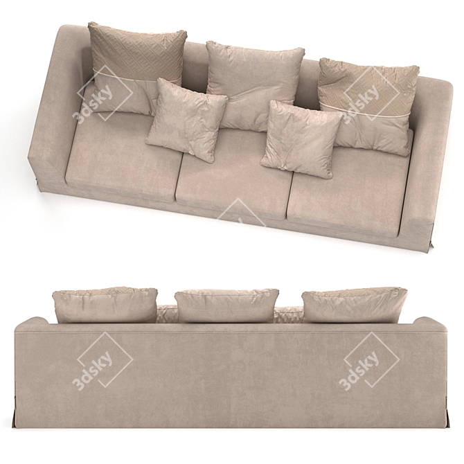 Fendi Casa Dorian Sofa: Luxurious and Stylish 3D model image 2