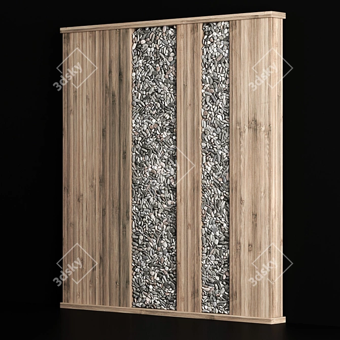 Wooden Wall Pebble Decor: Natural Charm for Your Space 3D model image 3