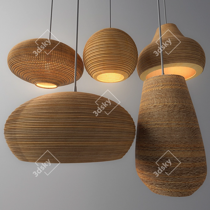 Rattan Lighting Set: Stylish and Versatile 3D model image 1