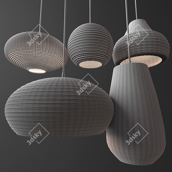 Rattan Lighting Set: Stylish and Versatile 3D model image 4