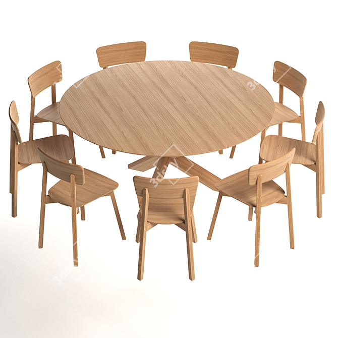 Oak Casale Dining Set: Mikado Round Table R160cm 3D model image 2