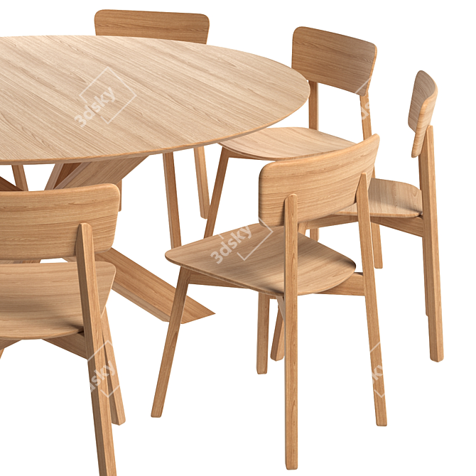 Oak Casale Dining Set: Mikado Round Table R160cm 3D model image 3