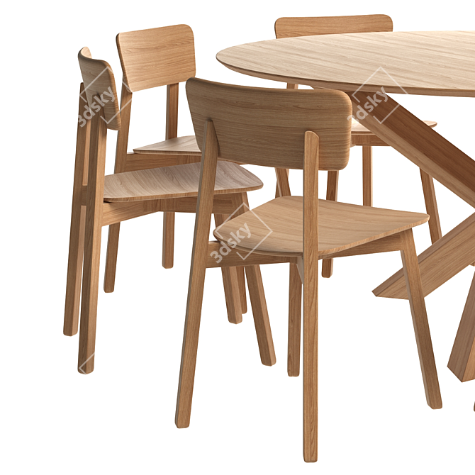 Oak Casale Dining Set: Mikado Round Table R160cm 3D model image 5