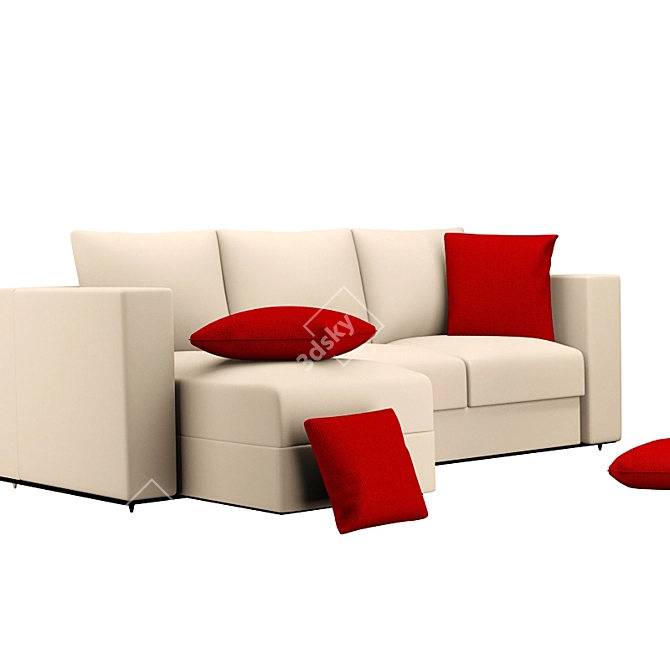 Sleek Fabric Sofa 3D model image 3