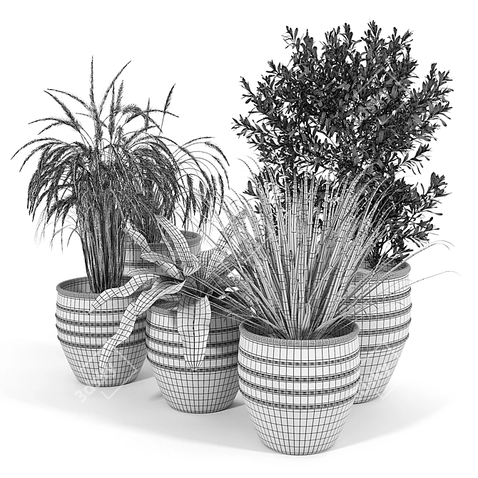 Modern Knisely Pot Planter Set 3D model image 4